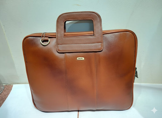 Genuine Leather Professional Briefcase with Flap Organizer - Rich Brown