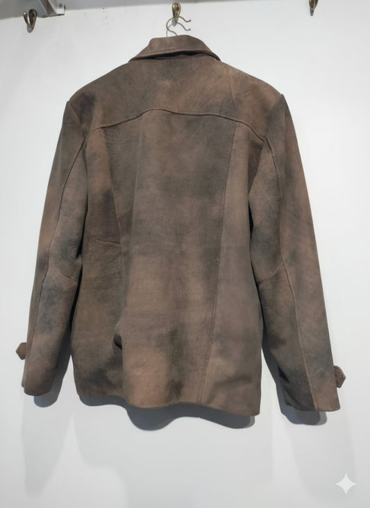 Classic Distressed Brown Suede leather Jacket