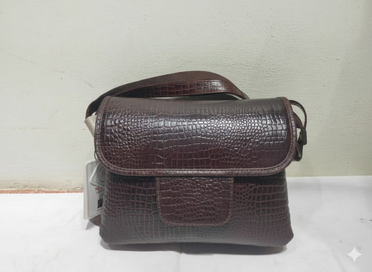 Genuine Pebble Leather Structured Shoulder Tote - Cognac