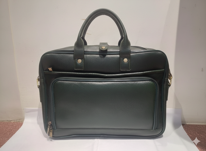 Genuine Leather Slim Laptop Briefcase Messenger - green