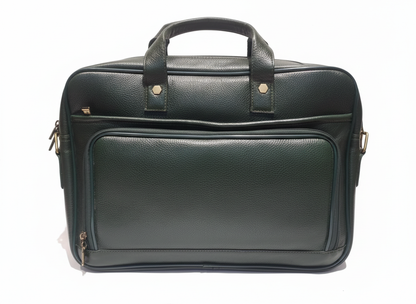Genuine Leather Slim Laptop Briefcase Messenger - green