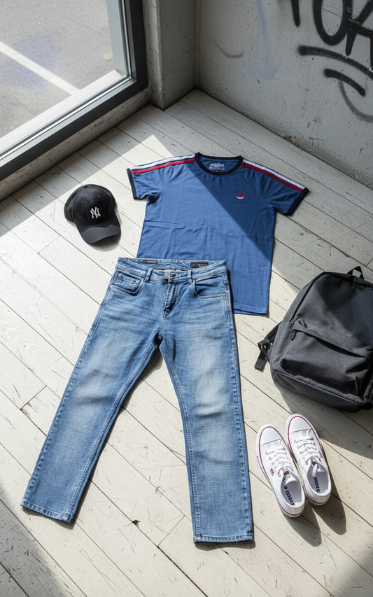 AMERICAN EAGLE JEANS AND ADIDAS T-SHIRT