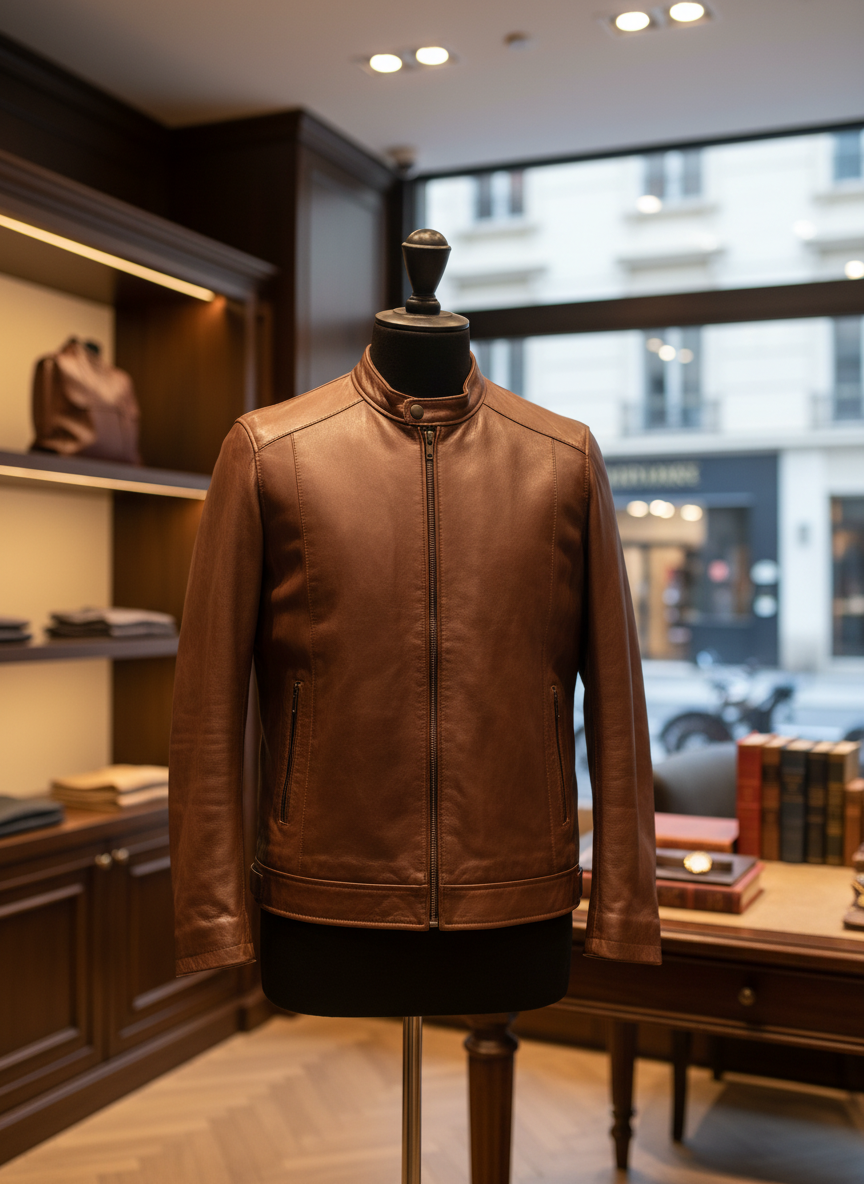Classic Brown Leather Jacket in stunning setting