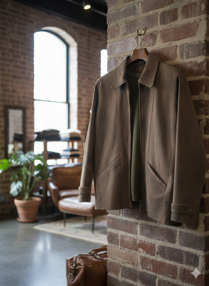 Classic Distressed Brown Suede leather Jacket