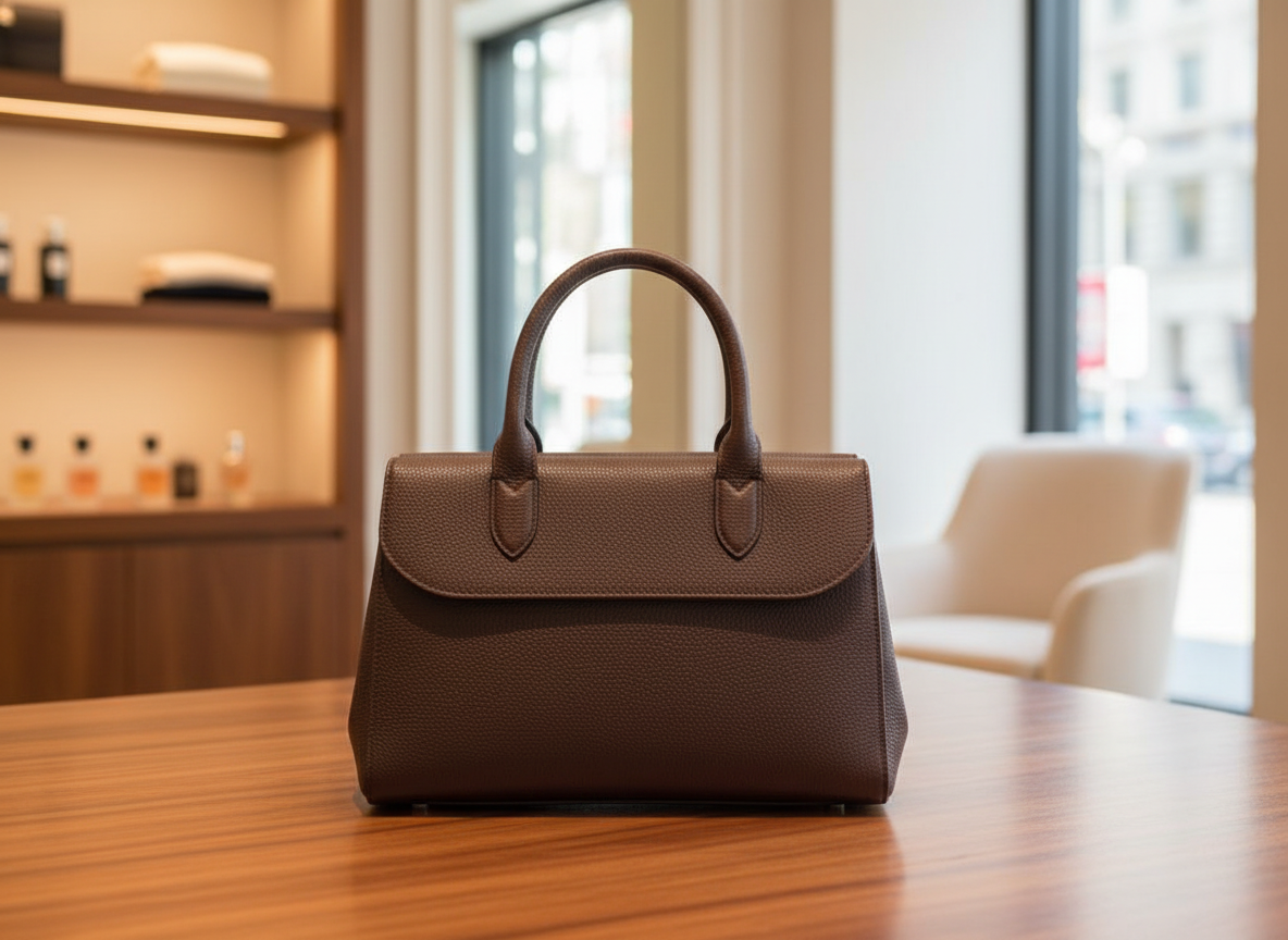 Classic Pebbled Dark Brown Top-Handle Satchel with Flap Closure