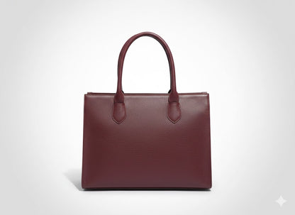 Luxe Maroon Saffiano Leather Structured Tote Bag
