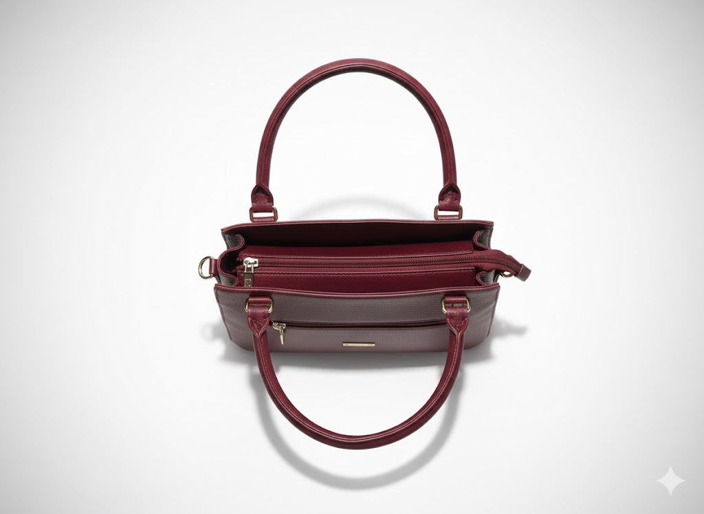 Women's Maroon Croc-Embossed Structured Shoulder Bag