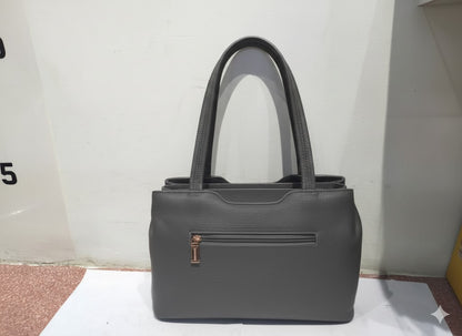 Genuine Pebble Leather Structured Shoulder Tote - Cognac