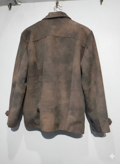Classic Distressed Brown Suede leather Jacket