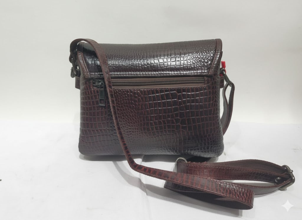 Genuine Pebble Leather Structured Shoulder Tote - Cognac