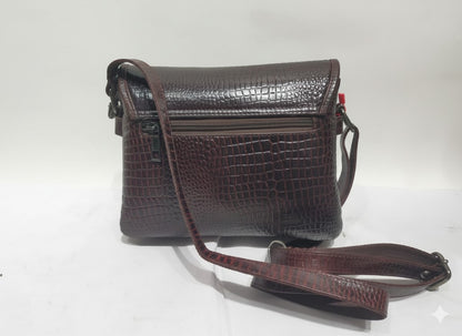 Genuine Pebble Leather Structured Shoulder Tote - Cognac