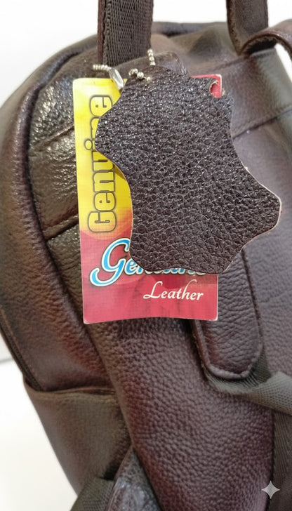 Genuine Leather Professional Briefcase with Flap Organizer - Dark Brown