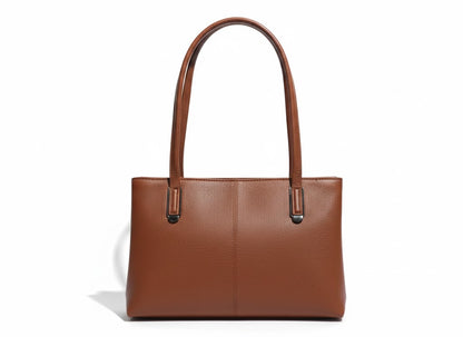 Executive Structured Genuine Leather Shoulder Tote Bag