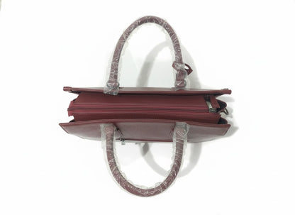 Luxe Maroon Saffiano Leather Structured Tote Bag