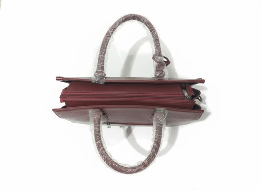 Luxe Maroon Saffiano Leather Structured Tote Bag