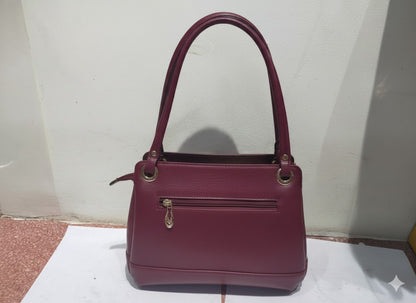 Women's Maroon Croc-Embossed Structured Shoulder Bag