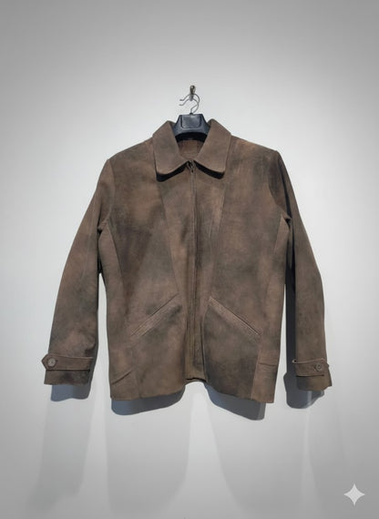 Classic Distressed Brown Suede leather Jacket